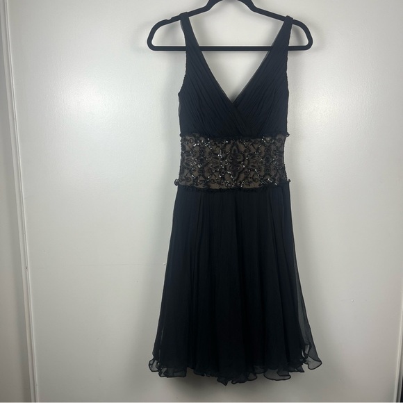 Tadashi Vintage Black Silk Sequin A-Line Fit & Flare Cocktail Dress | Size 6 - Picture 6 of 8